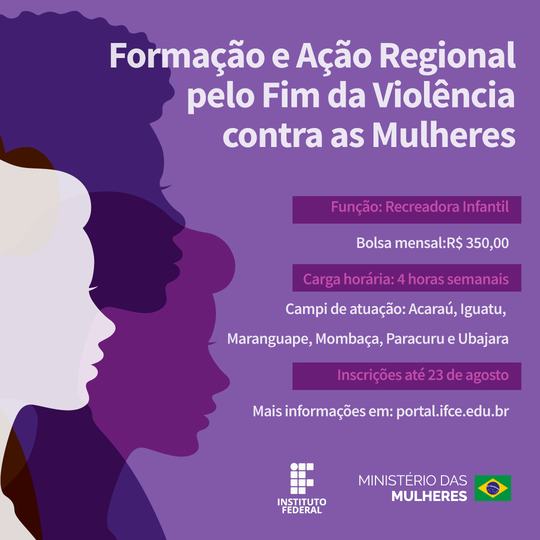 Seleção - Destaque - Formação e Ação Regional pelo Fim da Violência contra as Mulheres