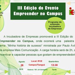 #11378 IFCE Tianguá realiza palestra sobre empreendedorismo