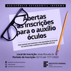 #1225 Abertas as inscrições para o auxílio óculos