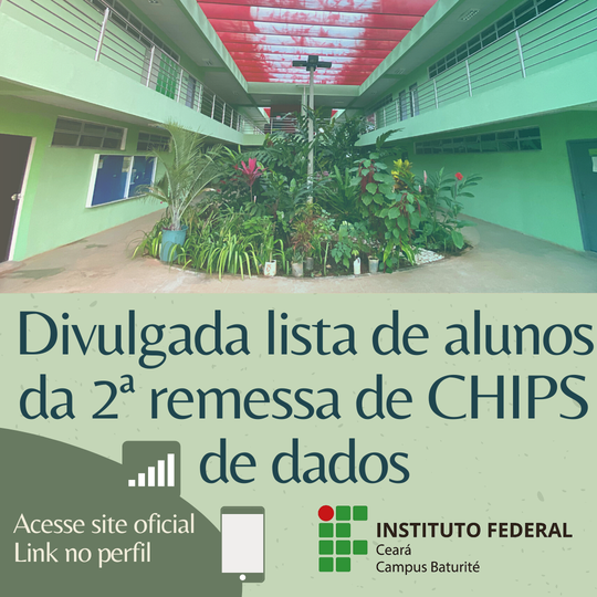 #15709 Baturité: Confira os alunos contemplados na 2ª remessa pra receber o CHIP