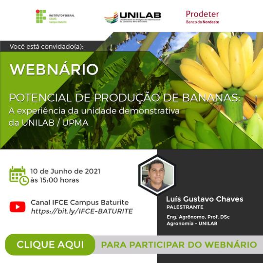 #15807 Campus Baturité transmite webnário sobre o potencial da produção de bananas