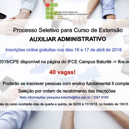 #15852 Baturité oferta 40 vagas em curso de extensão