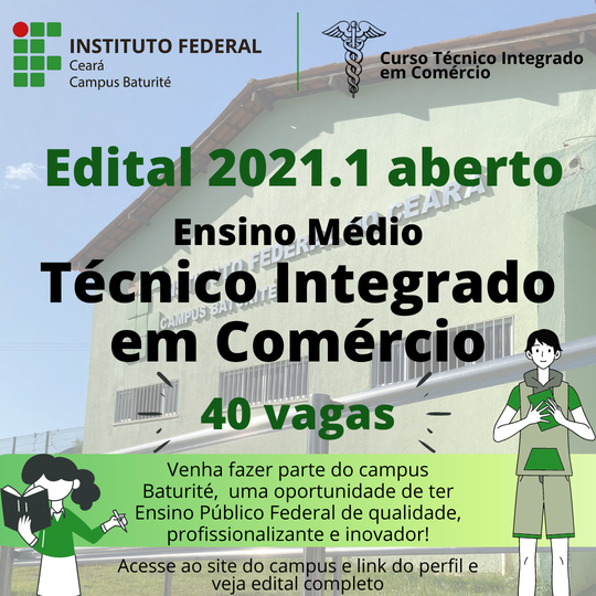 #15926 Campus Baturité lança edital para o curso Técnico em Comércio 2021.1