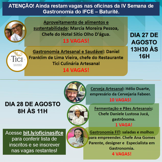 #16120 Semana de Gastronomia divulga inscrições deferidas