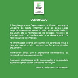 #9896 Limoeiro informa sobre retorno de atividades no campus