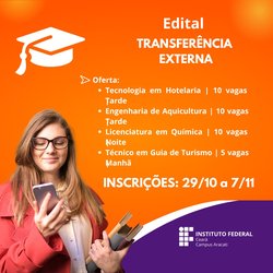 Inscrições para Transferência externa - transferidos e diplomados 2025.2