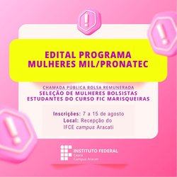 Chamada pública Curso Marisqueiras Mulheres Mil