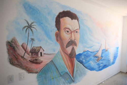 Francisco José do Nascimento, o "Dragão do Mar", em mural pintado na entrada do auditório do campus Aracati