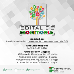 Card Edital monitoria 2025 inscrições