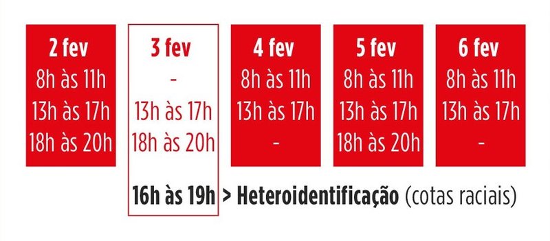 Horário de funcionamento da CCA para matrículas do Sisu