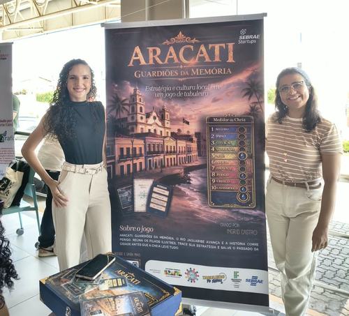 Ingrid, autora do jogo Guardiões da Memória, e a professora Andressa