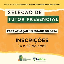 Jovens Empreendedores Digitais seleciona tutores presenciais para atuação no Pará