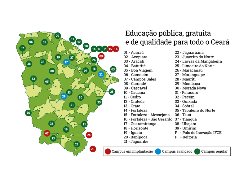 Mapa atualizado do IFCE