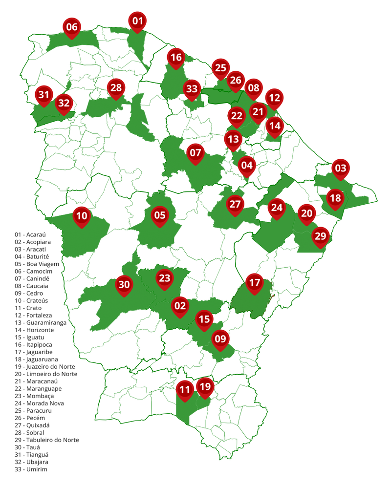 Mapa dos NAPNEs