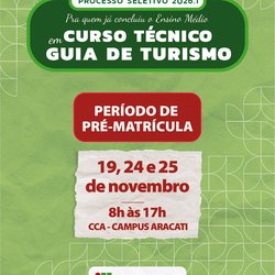 Pré-matrícula Processo seletivo 2026.1 Guia de turismo