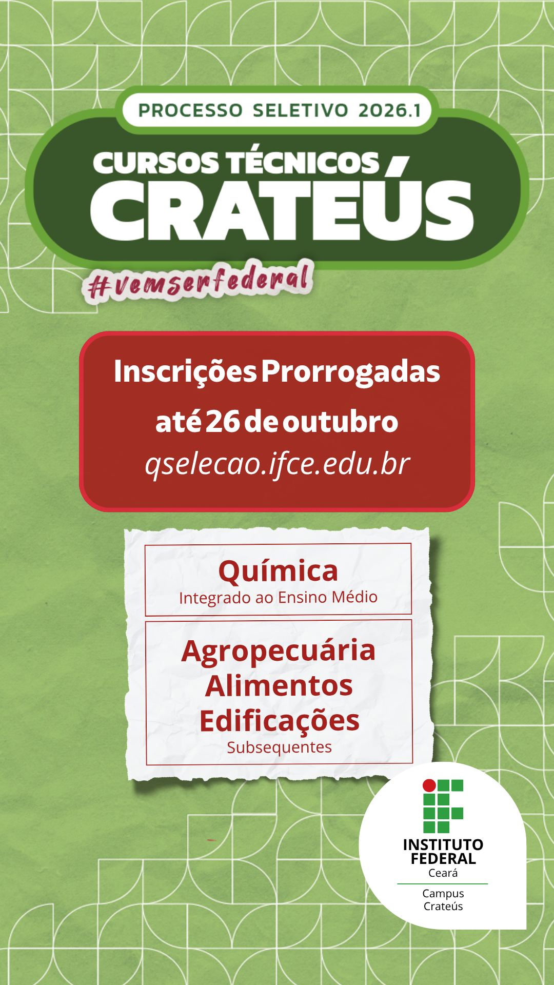 Processo Seletivo Multicampi 2026.1 - Prorrogação - Card