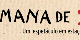 Banner inspirado na semana de 22 com título "A Semana de 22 Vive - Um espetáculo em estações". Ao lado direito, uma gravura de uma árvore.