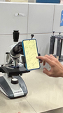 Visão da captura de imagens pelo smartphone acoplado ao microscópio (Foto: Geo Brasil)
