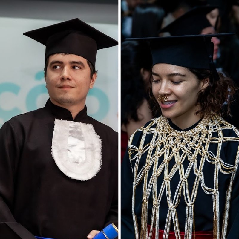 estudantes Ronaldo José Roa (Paraguai) e Kelly Juliana Mendoza (Colômbia)