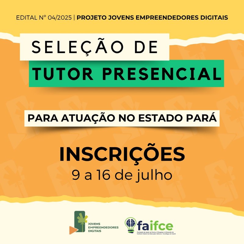 Seleção de tutor presencial do Jovens Empreendedores Digitais