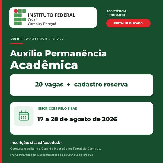 Edital permanência acadêmica