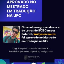 Aluno de Letras aprovado no Mestrado da UFC