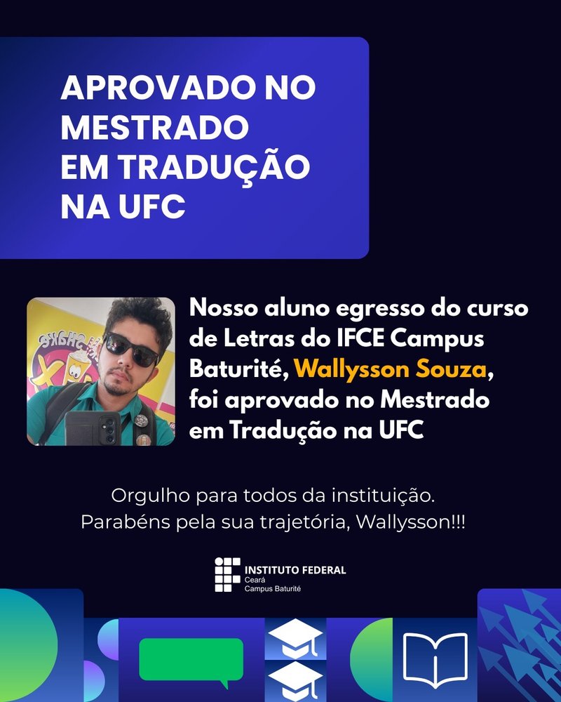 Aluno de Letras aprovado no Mestrado da UFC